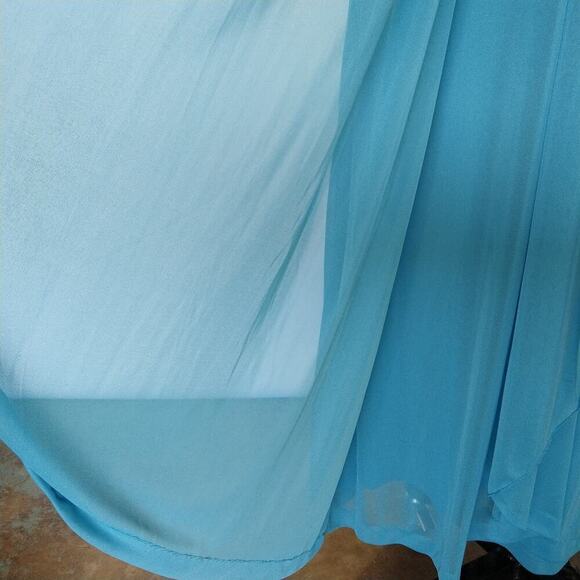 Vintage 90s Y2K Prom Dress Maxi Gown Size S M Blue Strapless Grecian Embellished - Picture 5 of 10
